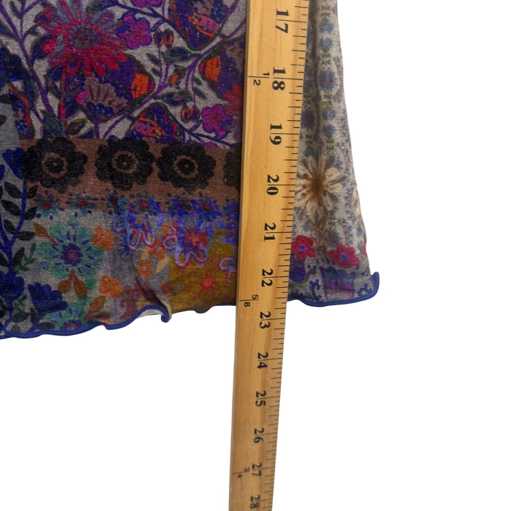 Natural Life Patchwork Top Womens Small Multi New Boho Floral Lettuce Edge Tee - Picture 4 of 7